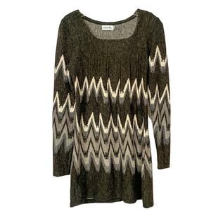 Adore Felted Brown Geometric Pattern Dress, EUC, Size Small